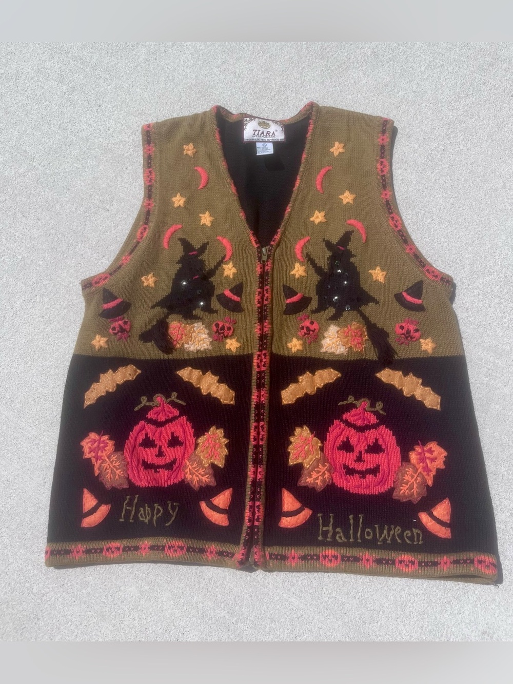 Vintage Tiara Women’s XL Halloween Sweater vest • 1990s- Y2K
